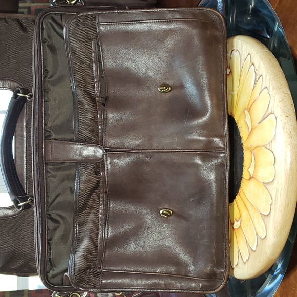 FF Vintage Green Fields Shafmaster Brown Leather Messenger Shoulder Briefcase - Picture 9 of 15